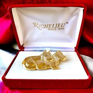 Richelieu Gold Tone Scotty Dog Brooch Pin